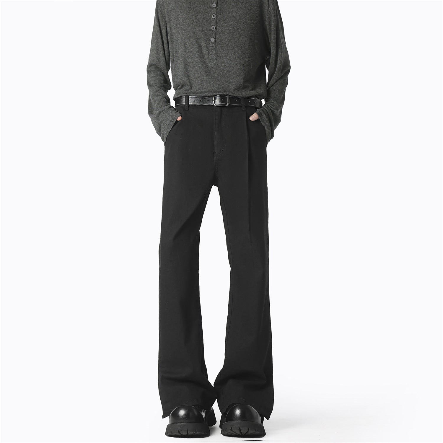 Damen elegante, weite Freizeithose mit feinen Falten und hochwertigen Materialien R&B