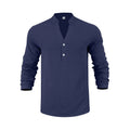 Herren Langarmshirt mit modischem Stehkragen und eleganten Knopfdetails R&B