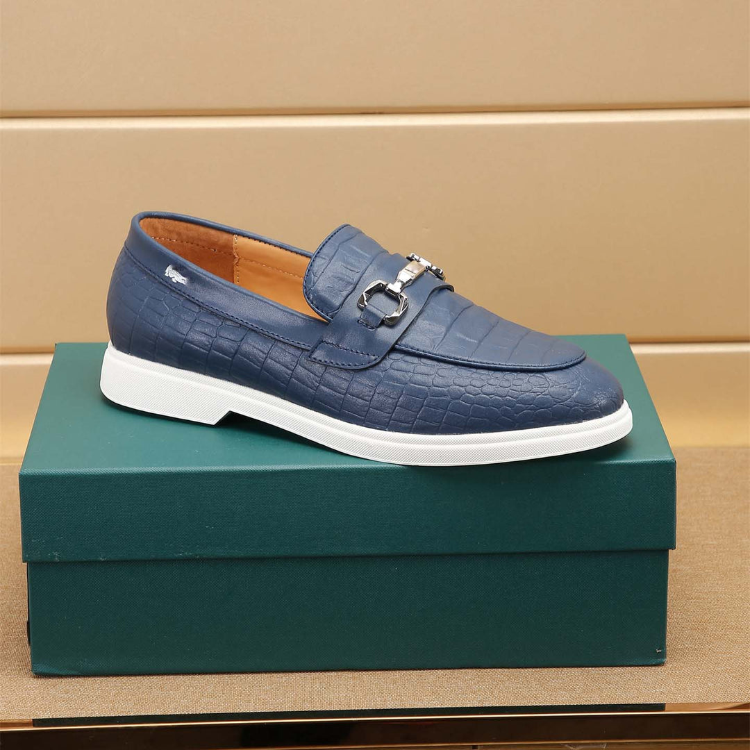 Damen Mokassin Slipper mit modischem Krokodil-Leder-Design R&B