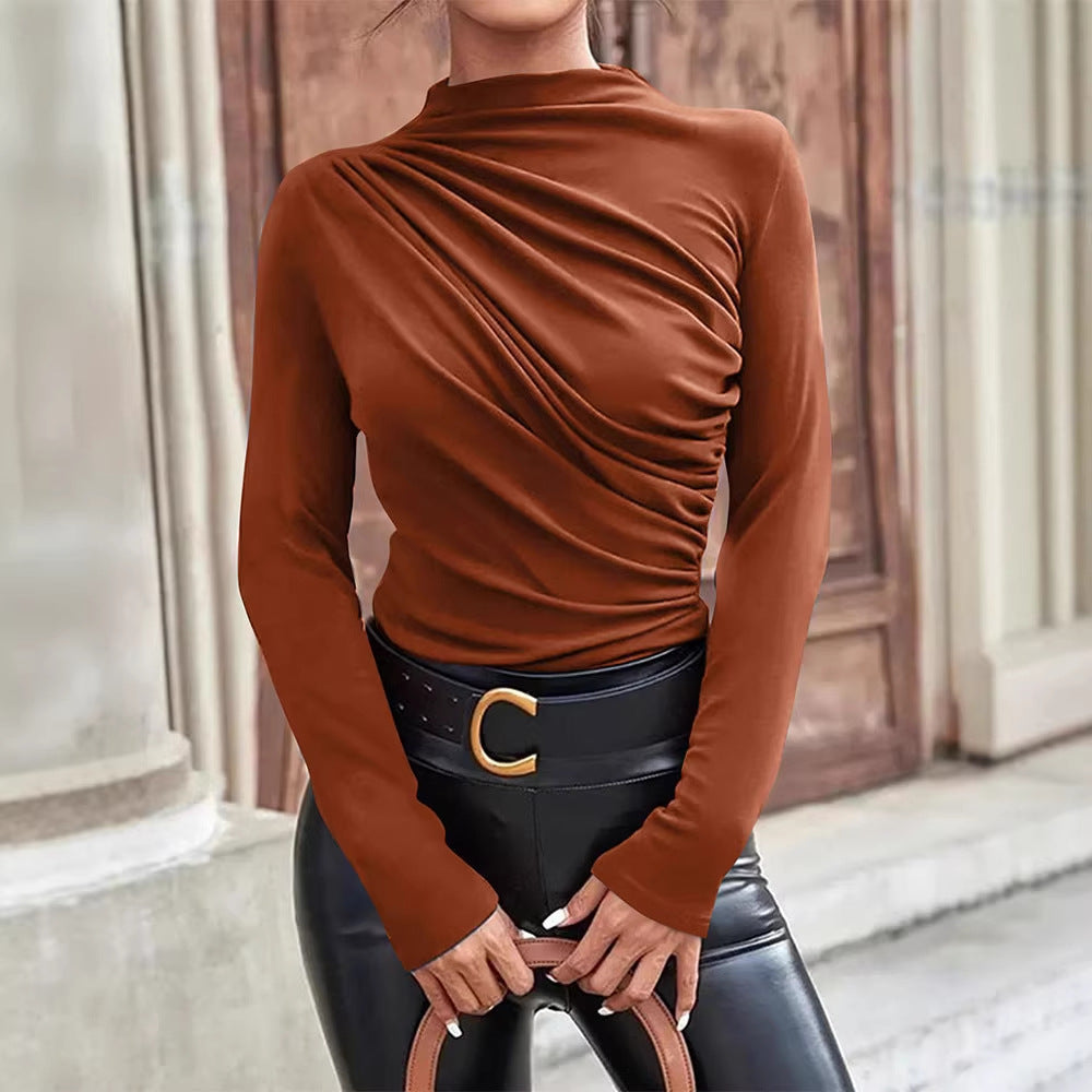 Damen figurbetontes Langarmoberteil mit eleganten Drapierungen R&B