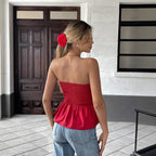 Damen Bandeau-Top mit gerafftem Detail und schmeichelndem Volant R&B