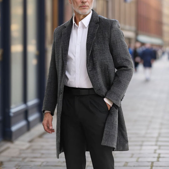 Herren modischer karierten Wollmantel R&B
