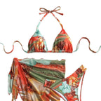 Damen Florales Bikini-Set mit Kombination aus Oberteil und Wickeltuch R&B