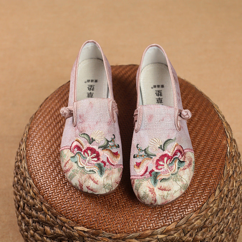 Damen elegante und bequeme Ballerinas mit floralem Stickdesign R&B