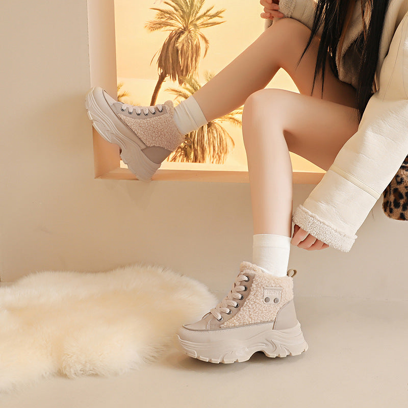 Damen warme High-Top Sneakers mit Teddyfutter R&B