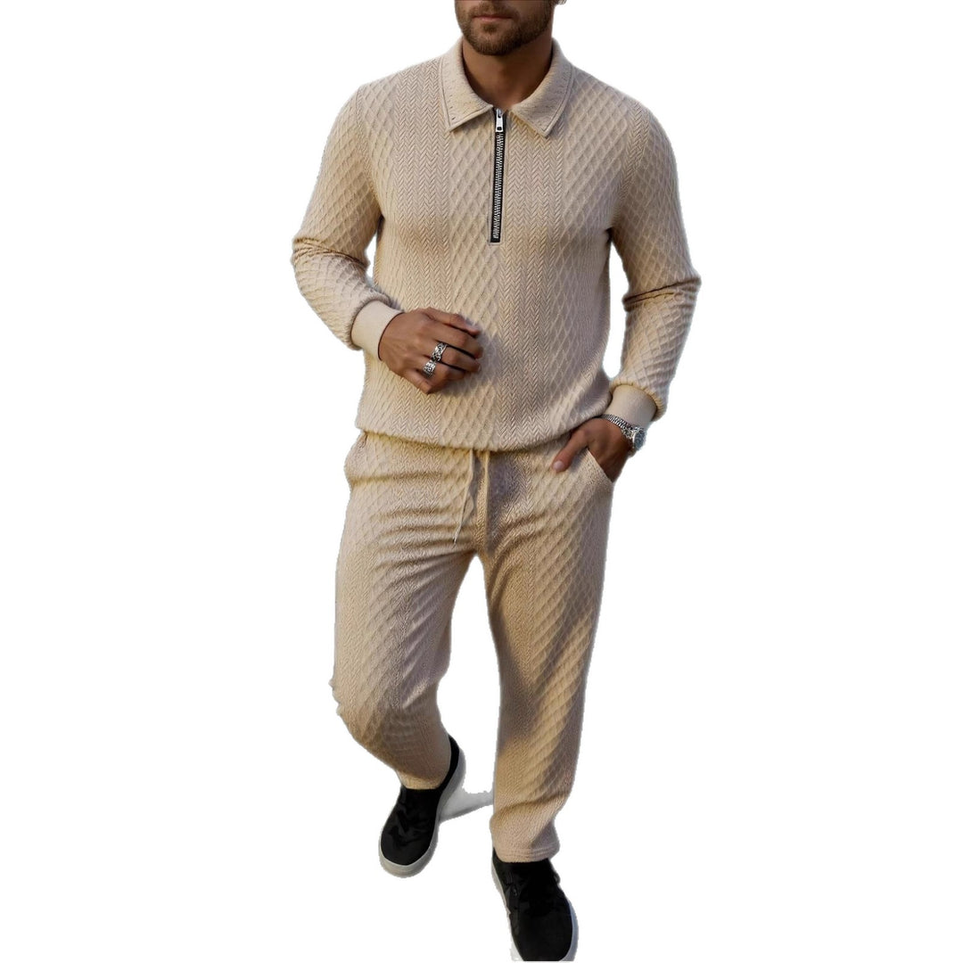 Herren Elegantes Strickanzug aus atmungsaktivem Material mit Stehkragen R&B