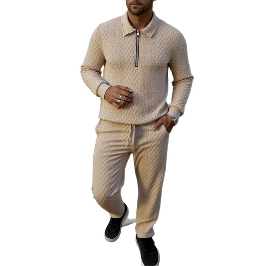 Herren Elegantes Strickanzug aus atmungsaktivem Material mit Stehkragen R&B