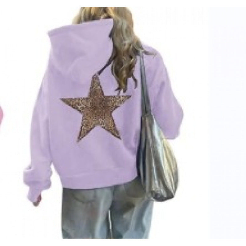 Damen Kapuzenpullover mit glitzerndem Sternmotiv R&B