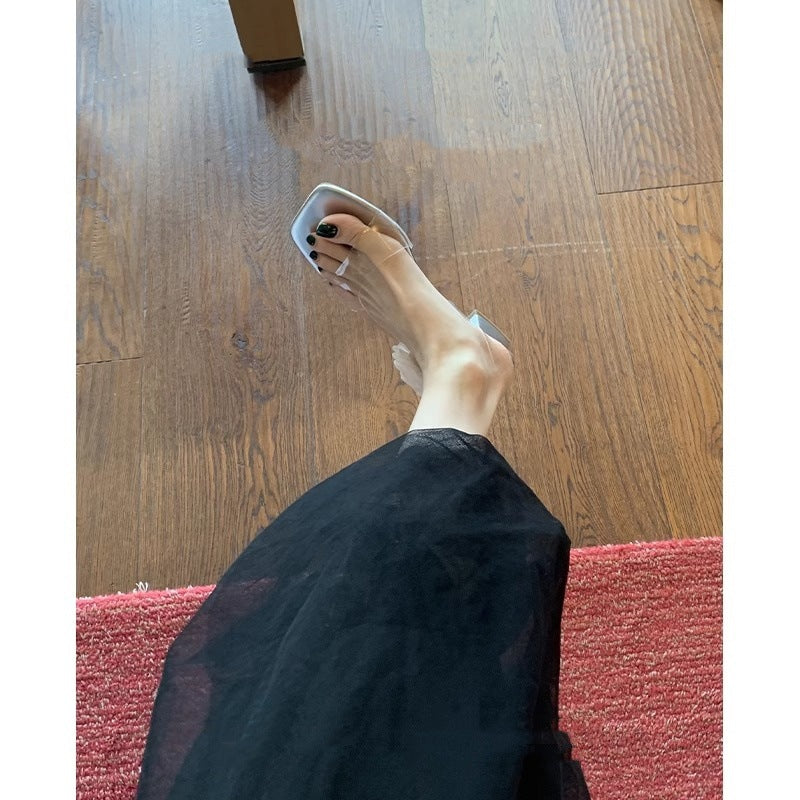 Damen elegante Mules mit dekorativen Blumenakzenten R&B