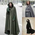 Damen Wickelponcho mit Kapuze und seitlichen Taschen