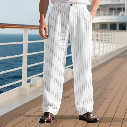 Herren Elegante Streifenhose mit lockerem Schnitt und praktischen Taschen R&B