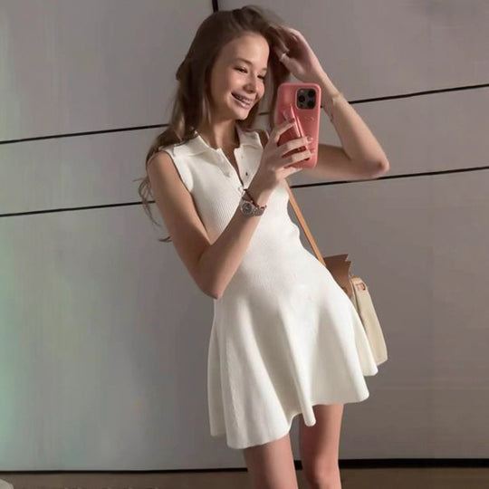 Damen Polo-Kleid mit elegantem Kragen und fließendem Rock R&B