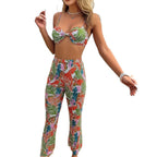 Damen Zweiteiliges Strand-Outfit mit floralem Design und tailliertem Schnitt R&B