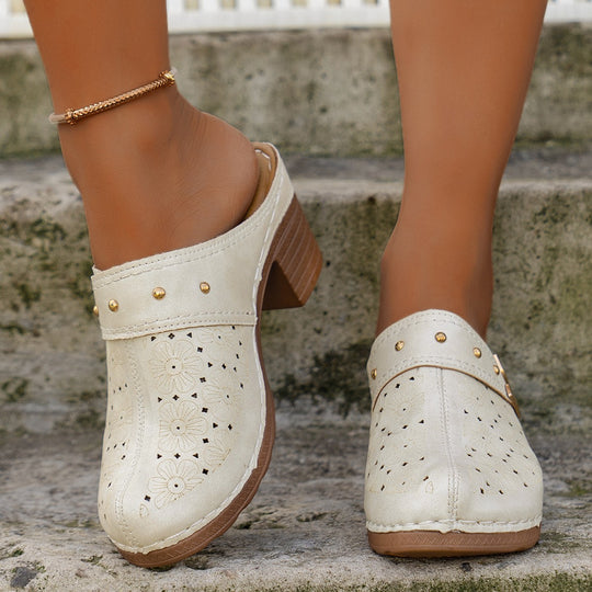 Damen Hohe Clogs mit floralem Muster und ergonomischem Fußbett R&B