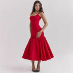Damen Maxikleid mit schickem Taillen-Schnitt und voluminösem Rock R&B
