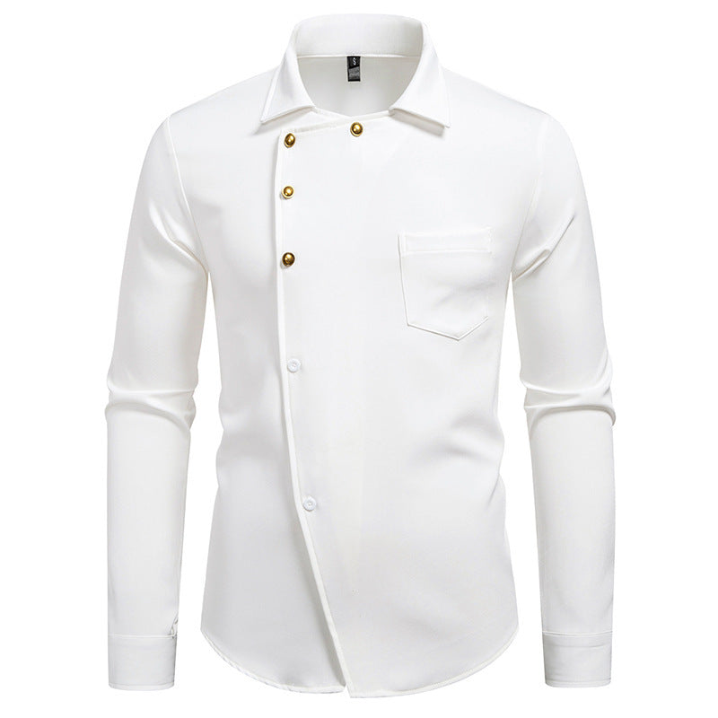 Herren elegantes Hemd mit asymmetrischem Knopfdesign R&B