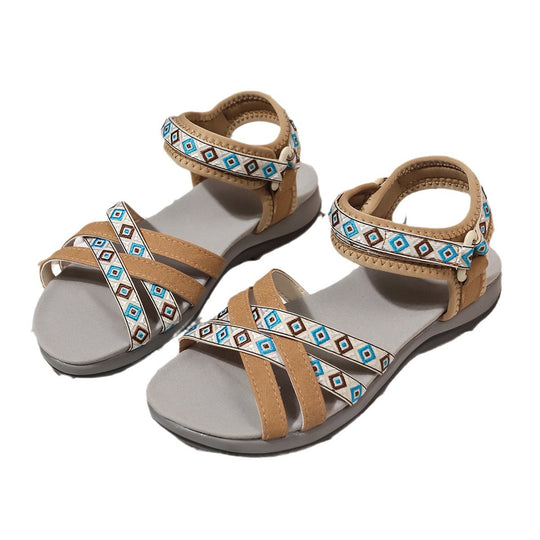 Damen Komfortable Riemensandalen mit modischem Ethno-Muster R&B