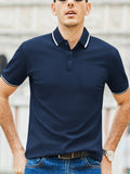 Herren Kurzarm-Polohemd mit modernem Bicolor-Kragen und atmungsaktiver Baumwollqualität