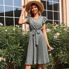 Damen Midikleid mit verspieltem Bindegürtel und elegantem Faltenwurf