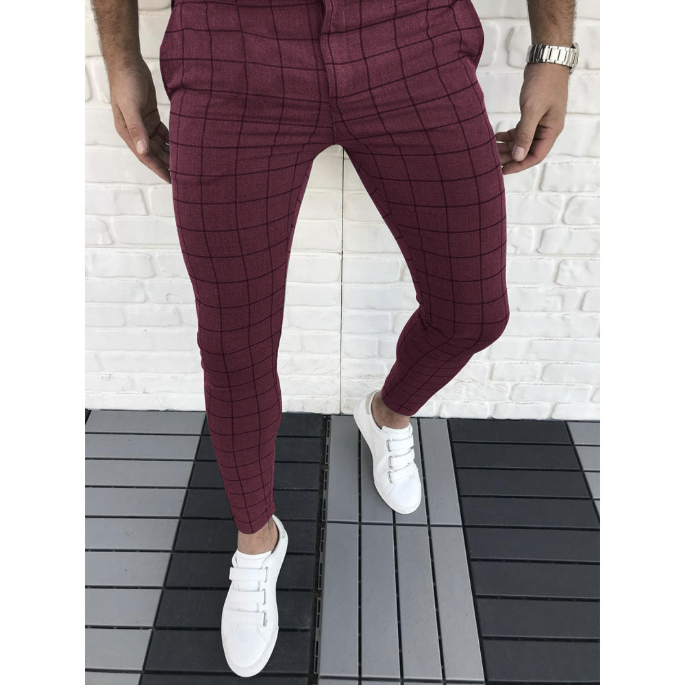 Herren Karierte Anzughose im Slim Fit Stil R&B