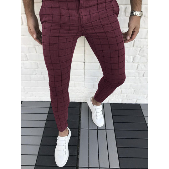 Herren Karierte Anzughose im Slim Fit Stil R&B