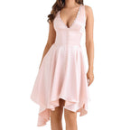 Damen Elegantes Hochzeitskleid mit Rüschen und asymmetrischem Saum