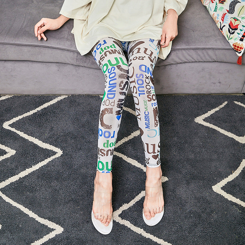 Damen Leggings mit modischem Schriftzug R&B