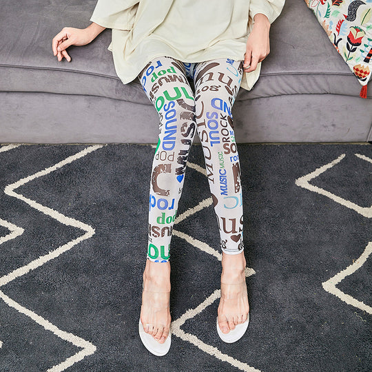 Damen Leggings mit modischem Schriftzug R&B