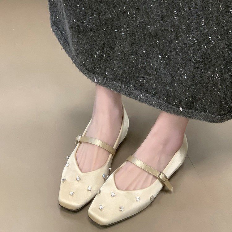 Damen Ballerinas mit dekorativen Strassdetails und komfortablem Riemchen R&B