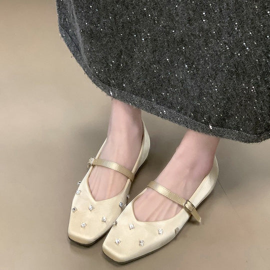 Damen Ballerinas mit dekorativen Strassdetails und komfortablem Riemchen R&B