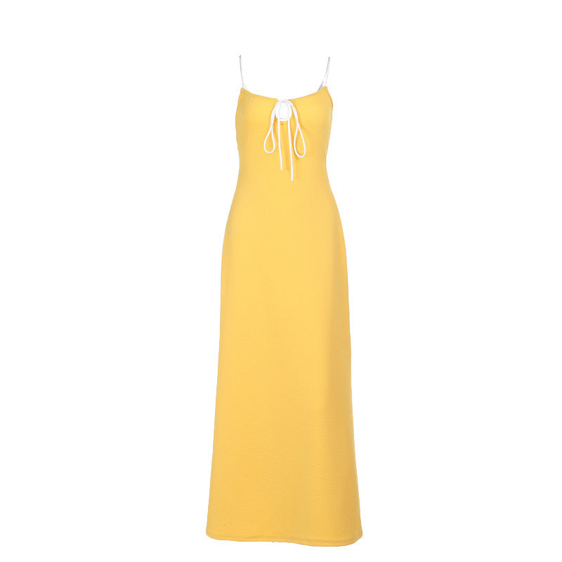 Damen Langarm Maxi-Kleid mit raffiniertem Kordelzug und schmalem Schnitt EB