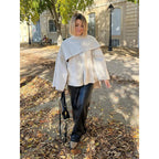 Damen modisches Oversized-Pullover mit Drapierung R&B