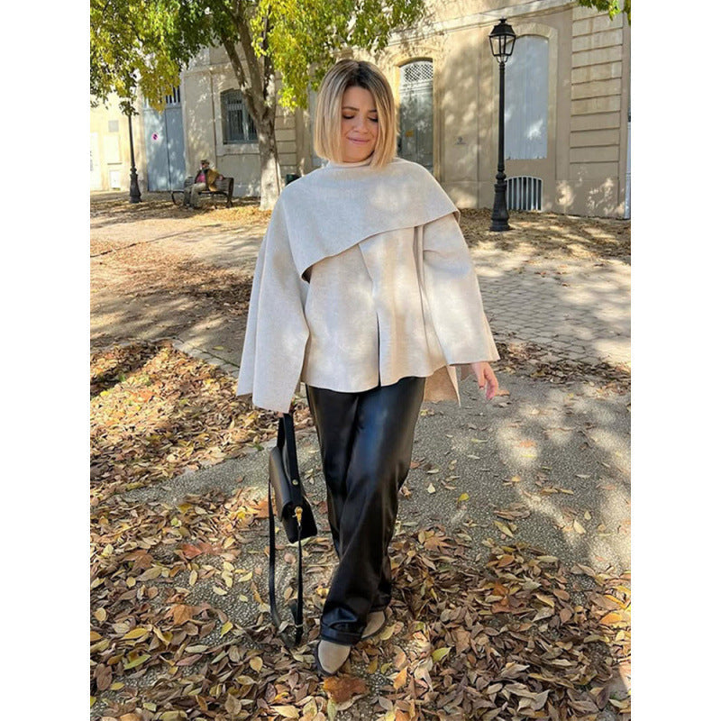Damen modisches Oversized-Pullover mit Drapierung R&B