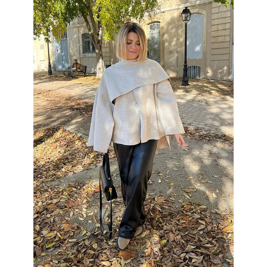 Damen modisches Oversized-Pullover mit Drapierung R&B