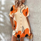 Damen Hemdblusenkleid mit floralem Druck und Knopfleiste R&B