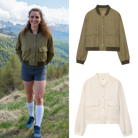 Damen cropped Utility-Jacke mit praktischen Taschen R&B