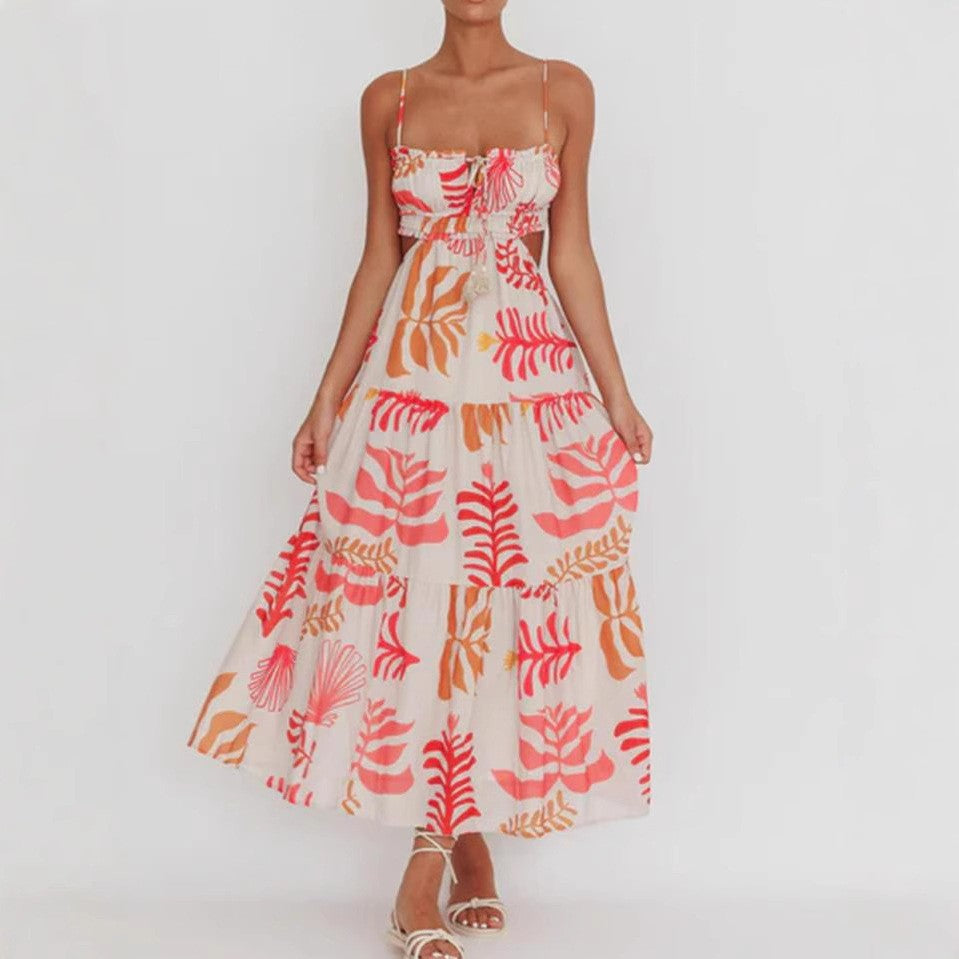 Damen Maxikleid mit Cut-Out-Design und verspielten Rüschen R&B