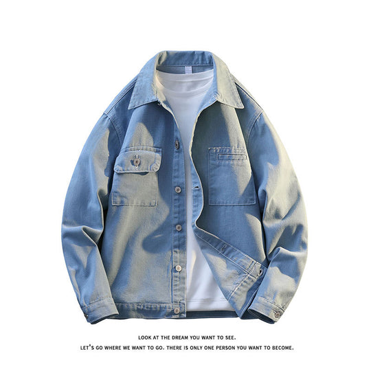 Herren lässige Jacke mit zwei Brusttaschen und sanfter Textur R&B