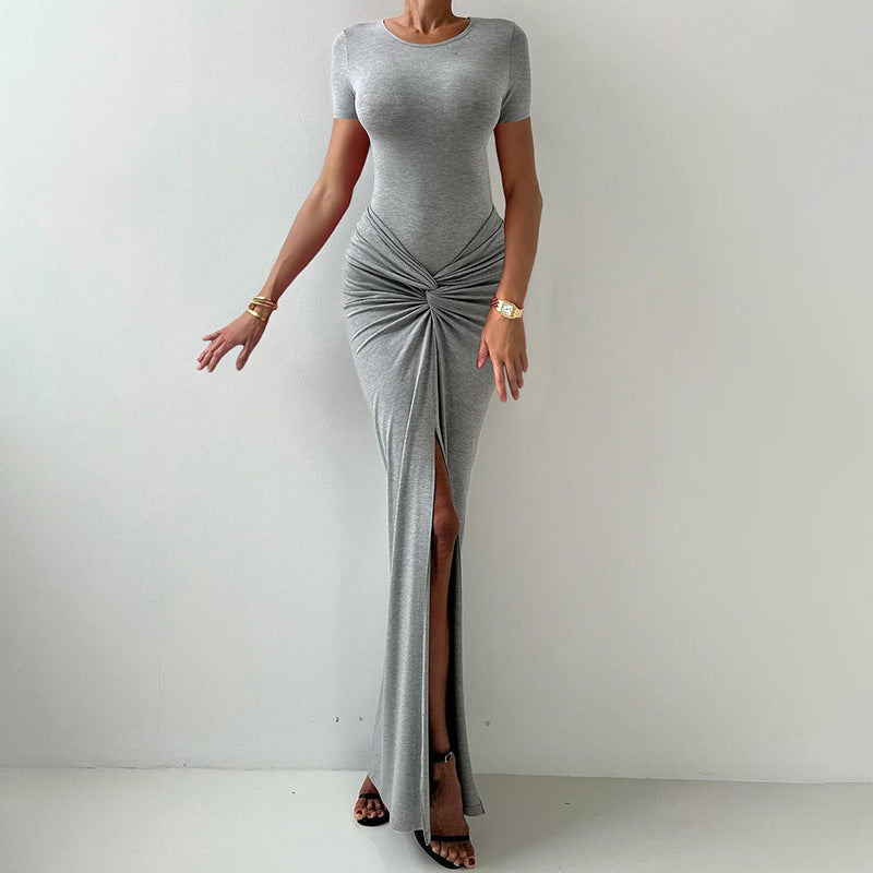 Damen Maxi Kleid mit elegantem Wickeldesign und stilvollen Raffungselementen R&B