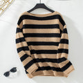 Damen lockerer Strickpullover im maritimen Streifendesign