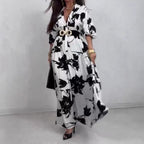 Damen Maxikleid mit raffiniertem Knopfdesign und floralem Druck R&B
