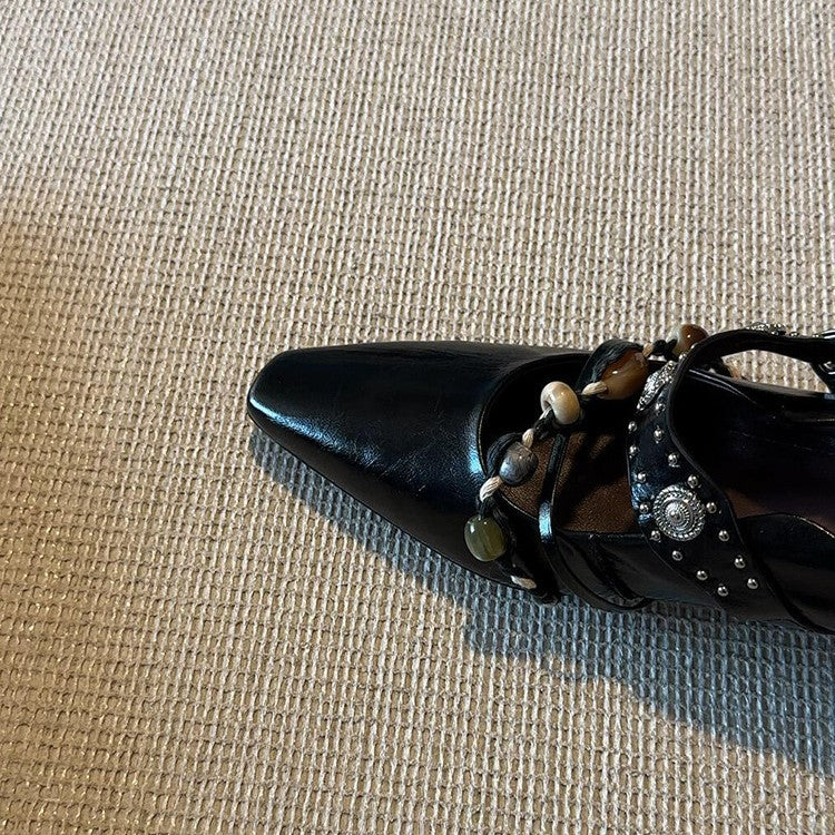 Damen stilvolle Ballerinas mit dekorativer Schnallenverzierung R&B