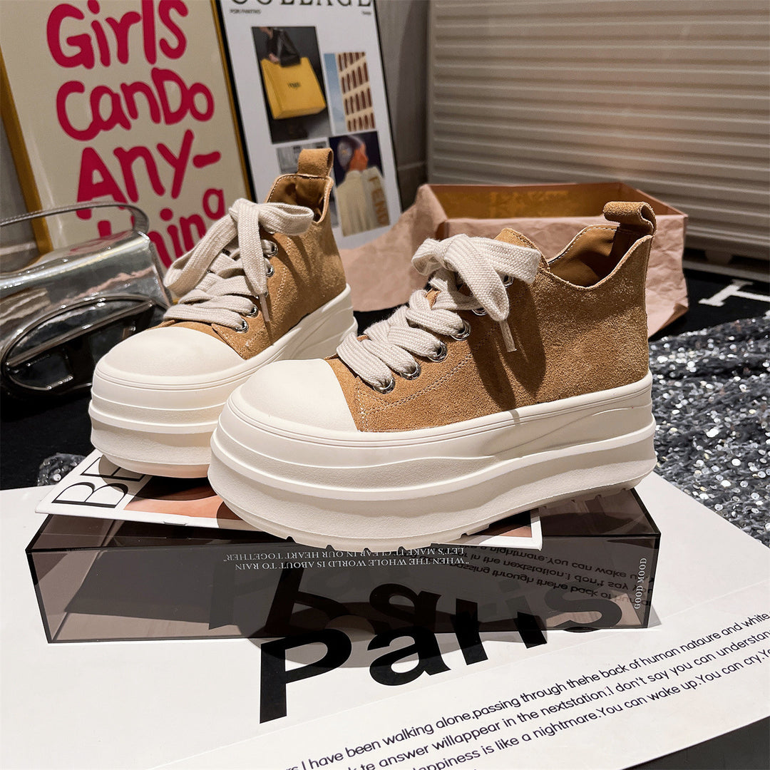 Damen Sportliche Chunky Sneakers mit hohem Plateau und atmungsaktiver Oberflächenstruktur R&B