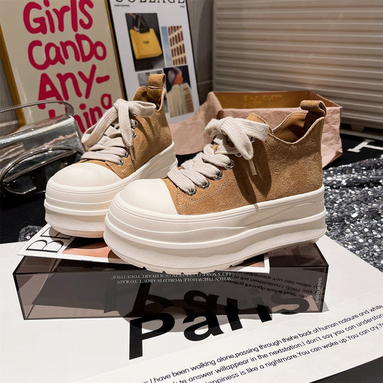 Damen Sportliche Chunky Sneakers mit hohem Plateau und atmungsaktiver Oberflächenstruktur R&B