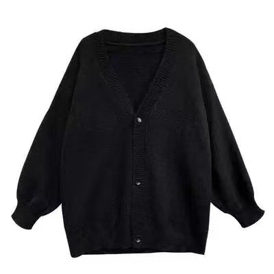 Damen Flauschiger Strickcardigan mit voluminösen Ärmeln und Knopfdetails R&B