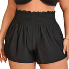 Damen Badeshorts mit elastischem Bund und modischem Volant R&B