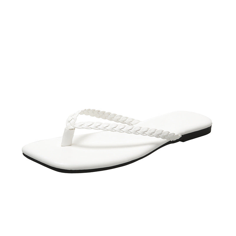Damen Flip-Flops mit geflochtenem Riemen und bequemer Sohle R&B