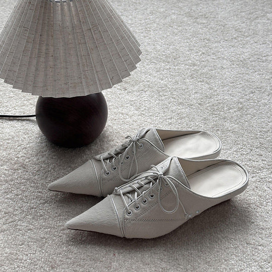 Damen elegante Schnürschuhe mit spitzem Schuhdesign und feinem Leder R&B