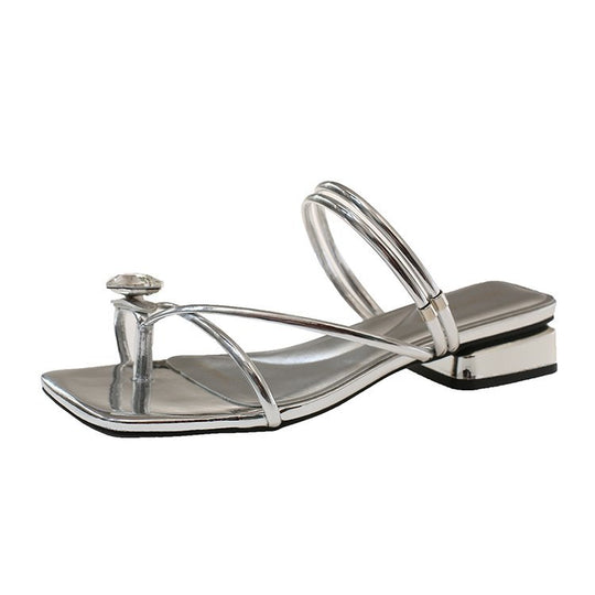 Damen elegante Sandaletten mit chicem Querriemen und Glitzer-Akzent R&B