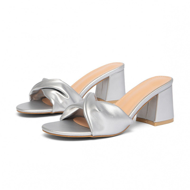 Damen Hochhackige Riemchen-Sandalen mit dekorativem Knotendesign R&B